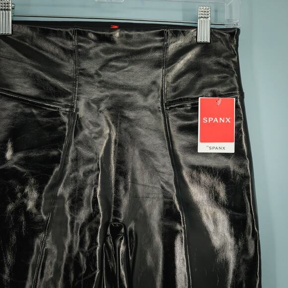 Spanx Size Small S SpanxShape Black Faux Patent Leather High Waist Leggings NEW - Picture 3 of 8